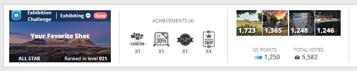 GuruShots Your Favorite Shot challenge statistics and achievements