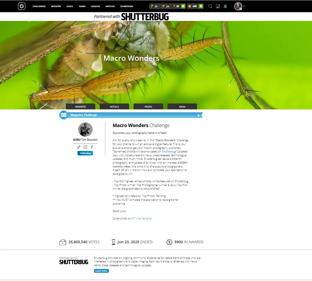 Shutterbug partnered Macro Wonders challenge page